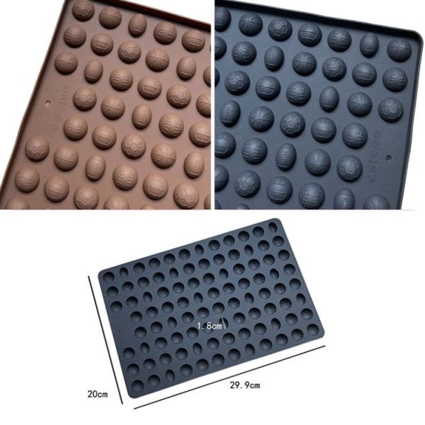 94-Cavity Sport Balls Silicone Molds For Making Fondant Cake Chocolate Candy Cookie Treat (Black) - Image 4