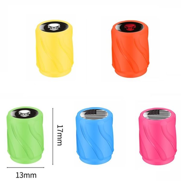4pcs / Set Luminous Car Motorcycle Tire Modified Valve Cap, Color: Orange Red White Skull - Image 3