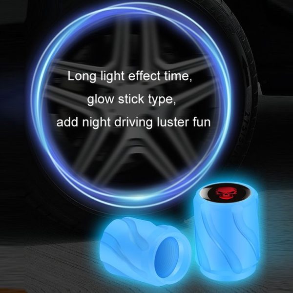 4pcs / Set Luminous Car Motorcycle Tire Modified Valve Cap, Color: Orange Red White Skull - Image 7