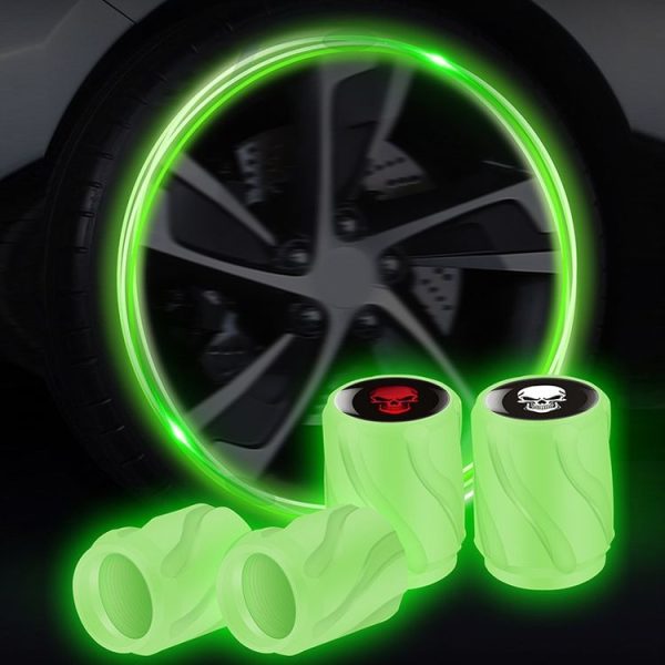 4pcs / Set Luminous Car Motorcycle Tire Modified Valve Cap, Color: Orange Red White Skull - Image 9