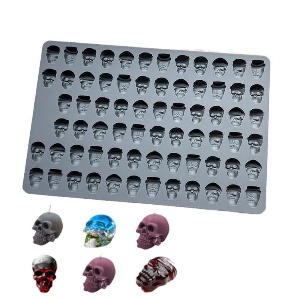 70-Cavity Mini Skull Silicone Molds For Making Pet Treats, Fondant, Cake, Chocolate, Candy, and Cookies (Gray)