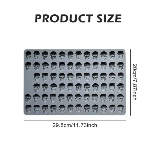 70-Cavity Mini Skull Silicone Molds For Making Pet Treats, Fondant, Cake, Chocolate, Candy, and Cookies (Gray) - Image 6