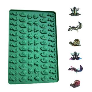 70-Cavity Mini Frog Snail Gecko Silicone Molds For Making Pet Treats, Fondant, Cake, Chocolate, Candy, and Cookies (Green)