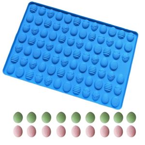 83-Cavity Mini Easter Egg Silicone Molds For Making Pet Treats, Fondant, Cake, Chocolate, Candy, And Cookies (Blue)
