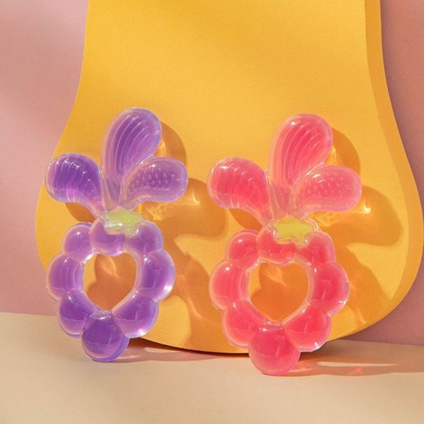 Baby Food-Grade Silicone Grape Teether Toddler Teething Sticks Fruit Silicone Nibbles, Color: Purple - Image 2