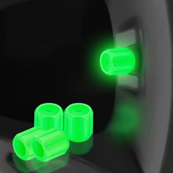 5packs Luminous Car Motorcycle Tire Valves, Color: Green (4pcs / Set)