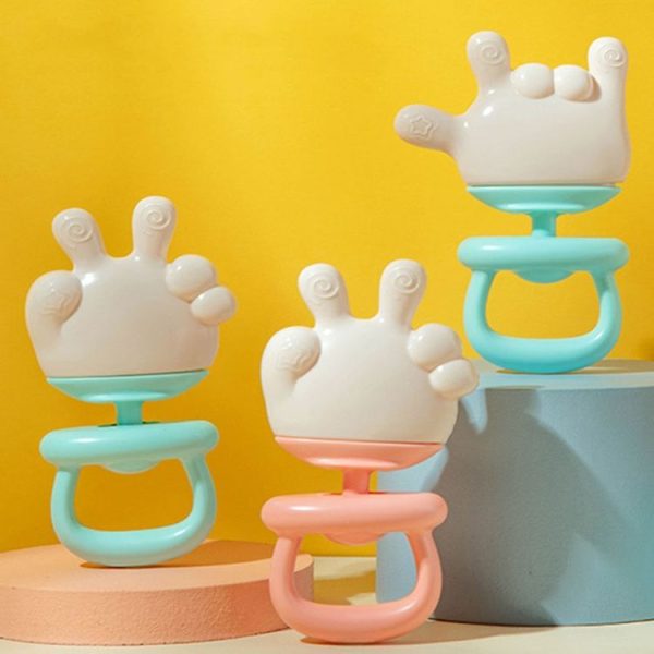Baby Rattle Teether Soothing Teething Stick Anti-Eating Silicone Toy, Color: 666 Gesture Pink - Image 2