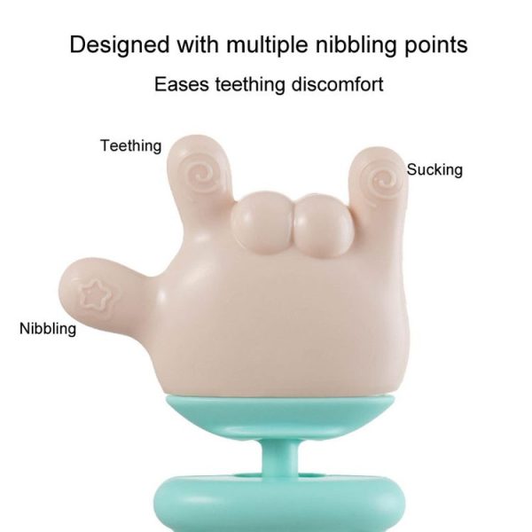 Baby Rattle Teether Soothing Teething Stick Anti-Eating Silicone Toy, Color: 666 Gesture Pink - Image 4