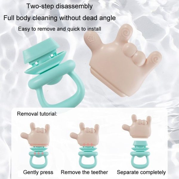 Baby Rattle Teether Soothing Teething Stick Anti-Eating Silicone Toy, Color: 666 Gesture Pink - Image 8