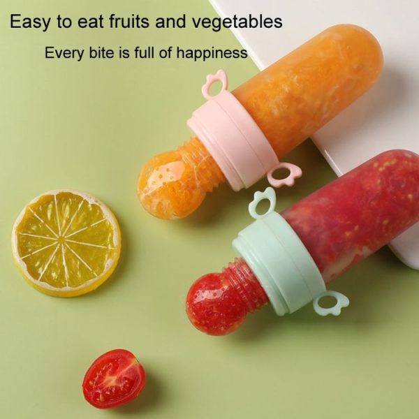 Portable Dual-purpose Baby Food Feeding Spoon Fruit Vegetable Silicone Feeding Pacifier Bottle (Pink) - Image 5