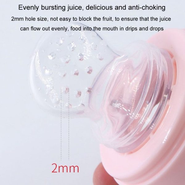 Portable Dual-purpose Baby Food Feeding Spoon Fruit Vegetable Silicone Feeding Pacifier Bottle (Pink) - Image 7