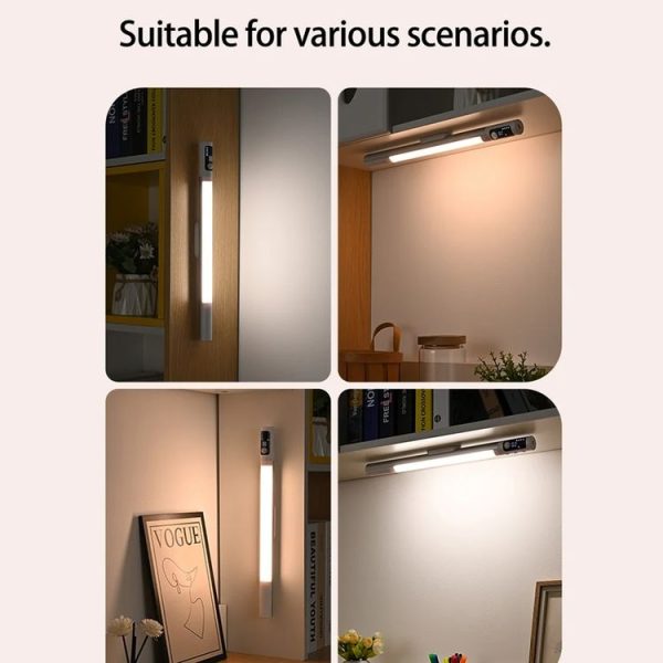 Rechargeable Under Cabinet LED Motion Sensor Night Light with Digital Display 1200mAH (Silver) - Image 12