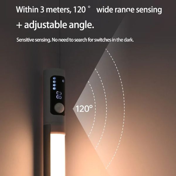 Rechargeable Under Cabinet LED Motion Sensor Night Light with Digital Display 1200mAH (Silver) - Image 8