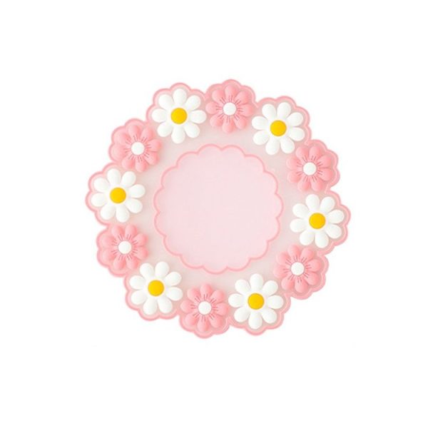 Household High Temperature Resistant Daisy Coasters Kitchen Tabletop Insulation Mat, Style: Pink Small