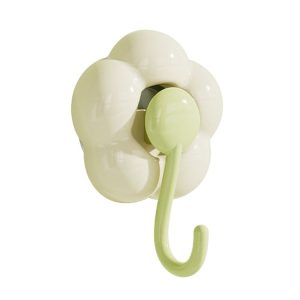 Household Suction Cup Flower Hook Bathroom Vacuum Sticky Hooks Without Punch Hole (Green)