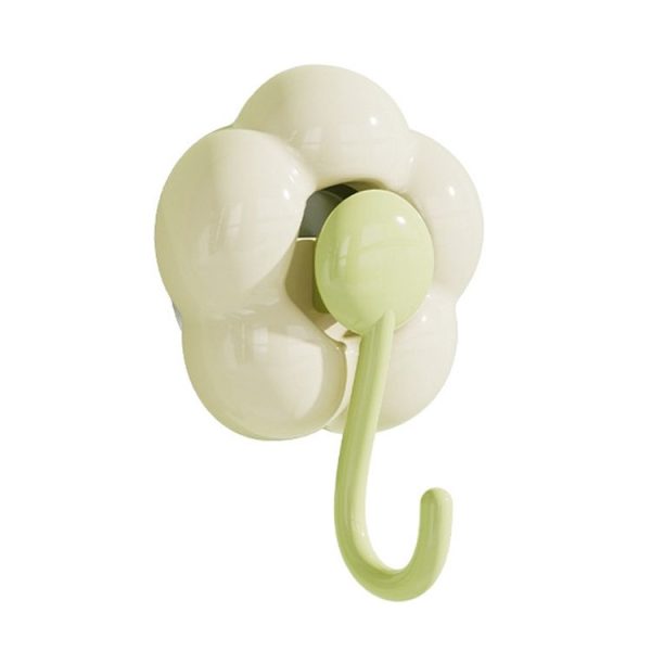 Household Suction Cup Flower Hook Bathroom Vacuum Sticky Hooks Without Punch Hole (Green)