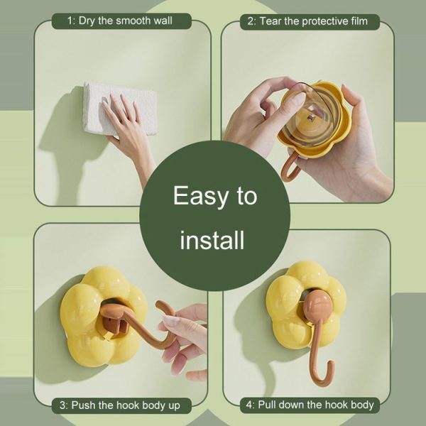 Household Suction Cup Flower Hook Bathroom Vacuum Sticky Hooks Without Punch Hole (Green) - Image 10