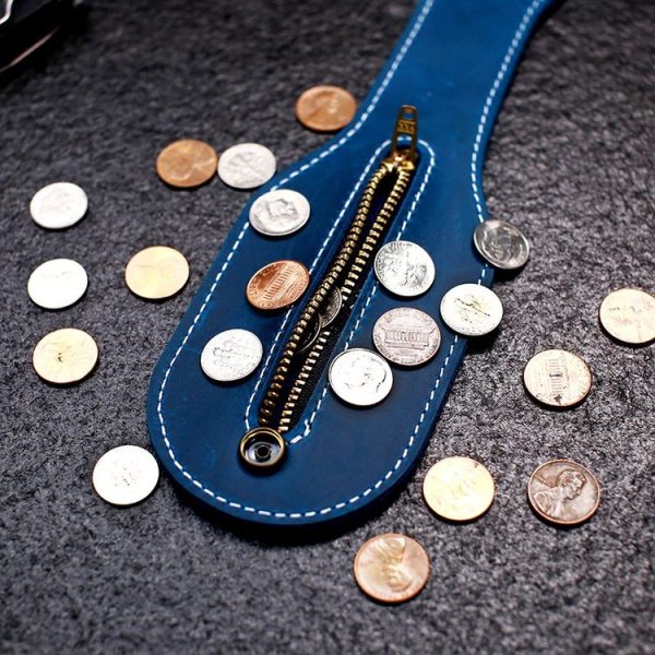 Coin Purse Portable Storage Leather Case Tool Bag (Blue) - Image 5