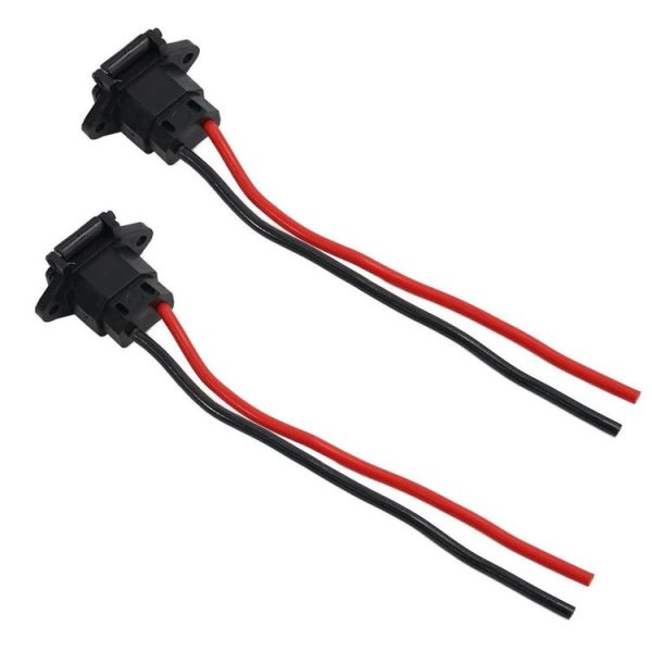 2pcs Electric Motorcycle Charging Port Three Hole Socket Charger Socket With Cover (Black)