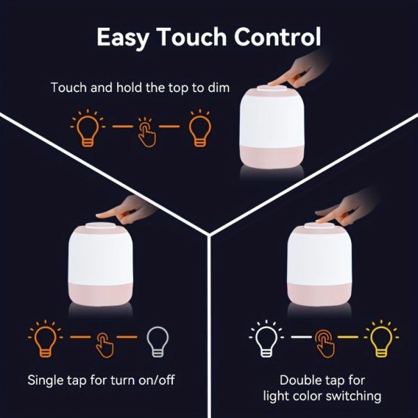 Rechargeable Touch Control LED Night Light Bedside Lamp SE Version 2400mAh White - Image 5