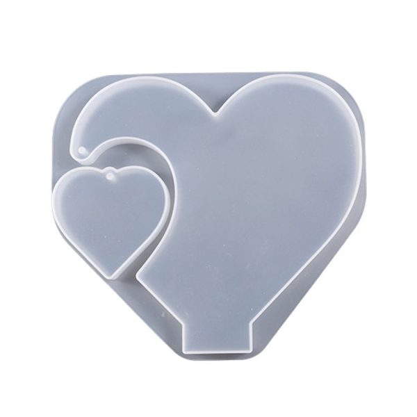 DIY Glue Double Heart-Shaped Hanging Photo Frame Display Stand Silicone Mold, Spec: Heart