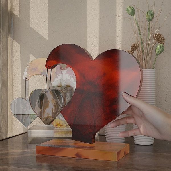 DIY Glue Double Heart-Shaped Hanging Photo Frame Display Stand Silicone Mold, Spec: Heart - Image 5