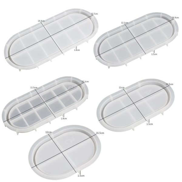 DIY Epoxy Oval Tray Dish Mold Silicone Mold for Flower Pot Base, Spec: 001 - Image 3