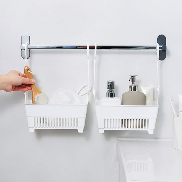 Household Bathroom Hanging Drainage Hanger Kitchen Multifunctional Stackable Basket (White) - Image 2