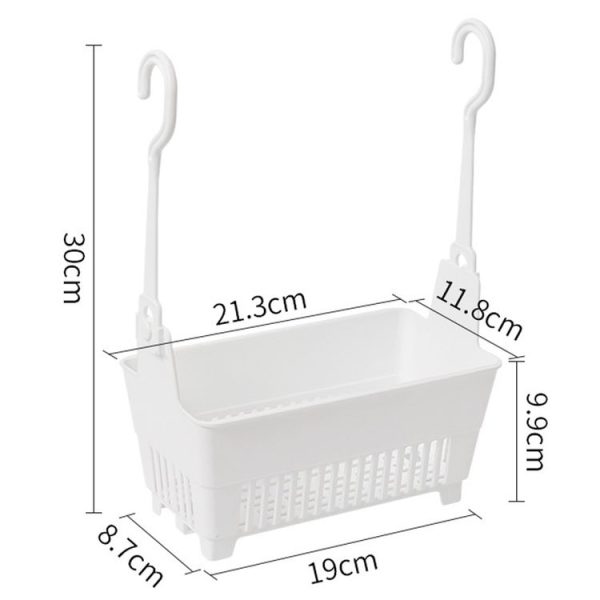 Household Bathroom Hanging Drainage Hanger Kitchen Multifunctional Stackable Basket (White) - Image 3