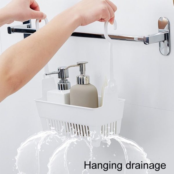 Household Bathroom Hanging Drainage Hanger Kitchen Multifunctional Stackable Basket (White) - Image 7