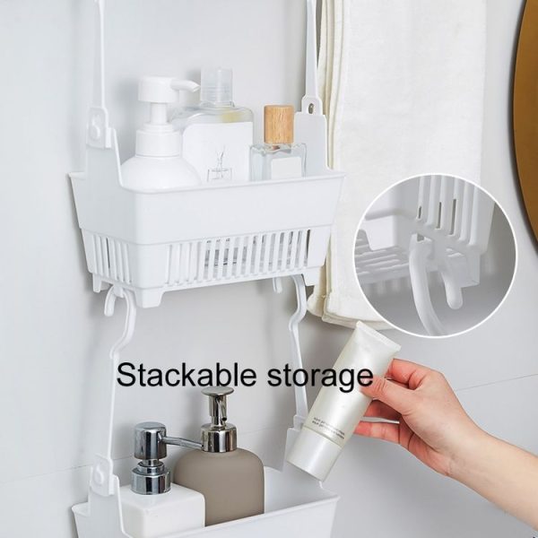 Household Bathroom Hanging Drainage Hanger Kitchen Multifunctional Stackable Basket (White) - Image 8