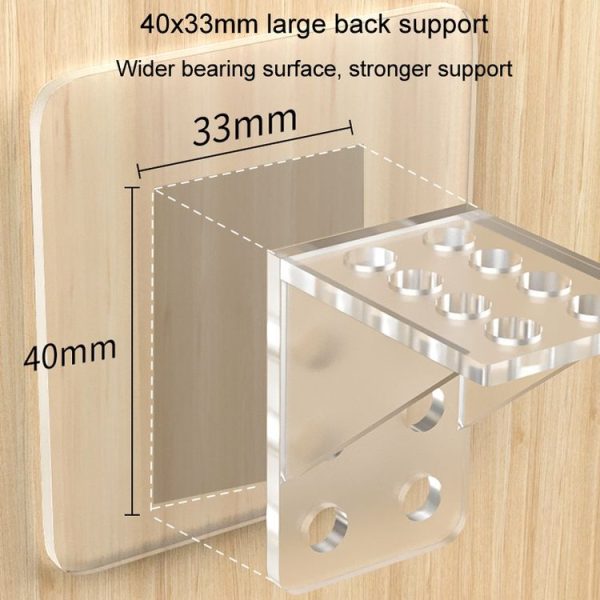 4pcs Partition Bracket No Punch Right Angle Laminate Shelf Wardrobe Partition Board Fixing Holder, Size: 7x7cm - Image 3