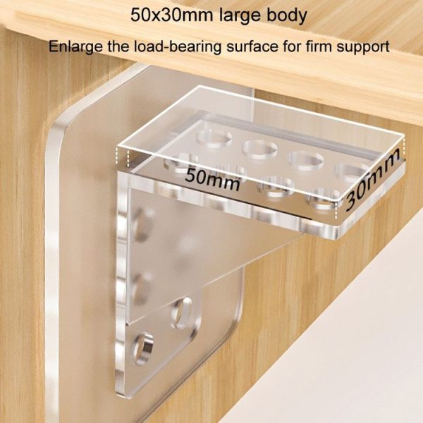 4pcs Partition Bracket No Punch Right Angle Laminate Shelf Wardrobe Partition Board Fixing Holder, Size: 7x7cm - Image 5