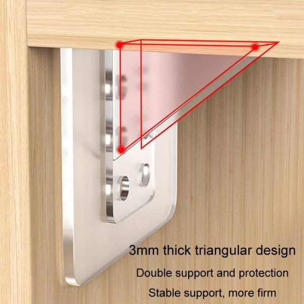 4pcs Partition Bracket No Punch Right Angle Laminate Shelf Wardrobe Partition Board Fixing Holder, Size: 7x7cm - Image 6