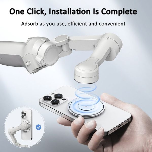DJI OSMO Gimbal Stabilizer TELESIN Magnetic Adapter Mobile Phone Holder (Silver) - Image 4