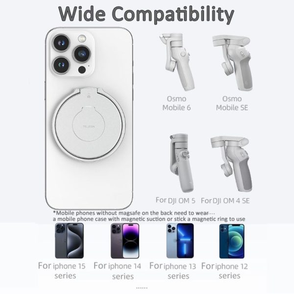 DJI OSMO Gimbal Stabilizer TELESIN Magnetic Adapter Mobile Phone Holder (Silver) - Image 8