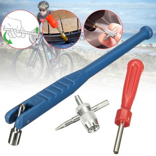 3pcs / Set Tire Valve Installation Repair Removal Wrench Tools (Blue) - Image 7
