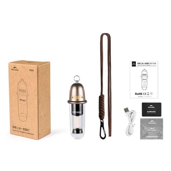 Naturehike Outdoor Portable Camping Light Rechargeable Lighting Flashlight Camping Ambiance Hanging Lamp (Brown) - Image 13