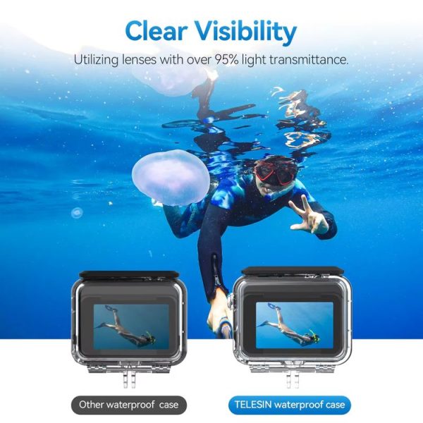 Insta360 Ace Pro Camera TELESIN 45m Waterproof Case Underwater Diving Housing Cover - Image 4