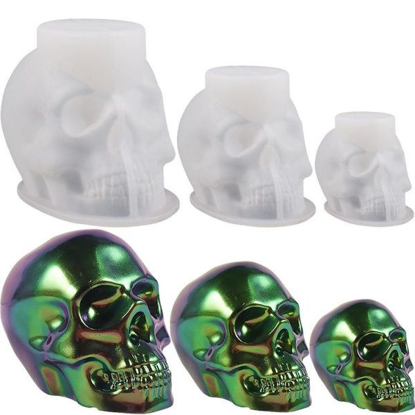 DIY Epoxy Candle Skull Keychain Pendant Silicone Mold Halloween Ornaments Mold, Spec: S - Image 4