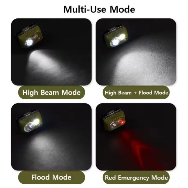 Naturehike IP68 Grade Waterproof Headlamp Outdoor Hiking Mountaineering Strong Light Headwear Lighting (Dark Green) - Image 7