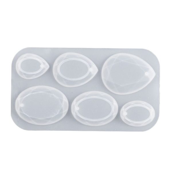 DIY Crystal Epoxy Cross Section Oval Pendant Earring Silicone Mold (Water Drops)