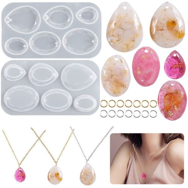 DIY Crystal Epoxy Cross Section Oval Pendant Earring Silicone Mold (Water Drops) - Image 2