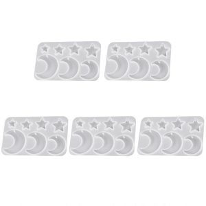 5pcs DIY Crystal Epoxy Earrings Silicone Mold Pendant Jewelry Mold, Spec: Star Moon
