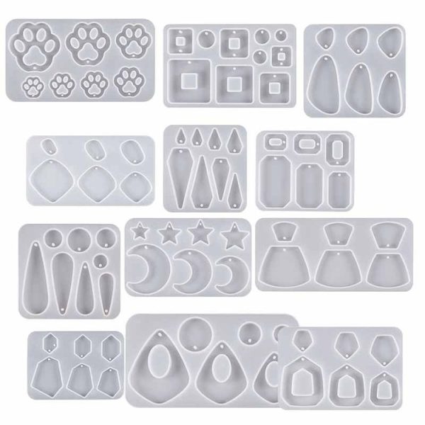 5pcs DIY Crystal Epoxy Earrings Silicone Mold Pendant Jewelry Mold, Spec: Star Moon - Image 2