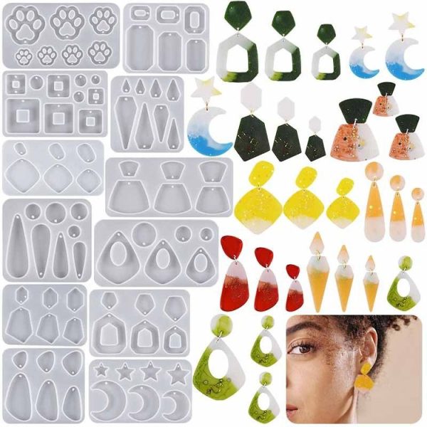 5pcs DIY Crystal Epoxy Earrings Silicone Mold Pendant Jewelry Mold, Spec: Star Moon - Image 4