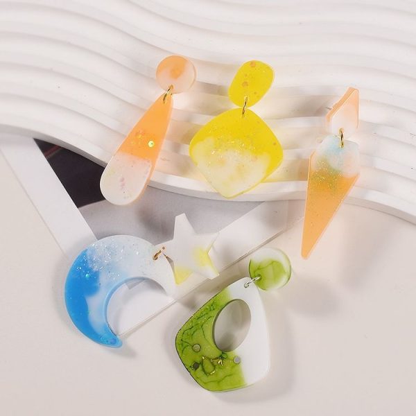 5pcs DIY Crystal Epoxy Earrings Silicone Mold Pendant Jewelry Mold, Spec: Star Moon - Image 5