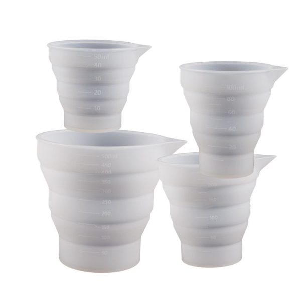5pcs 50ml Folding DIY Epoxy Measuring Cup Silicone Mold Candle Plaster Glue Mixing Cup - Image 2