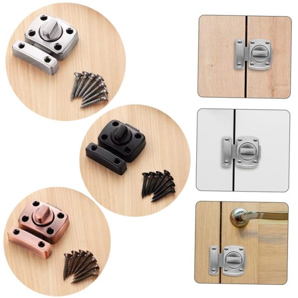 Stainless Steel Rotate Bolt Latch Anti-Theft Security Bathroom Door Lock Spring Latch, Specification: Small Silver - Image 2