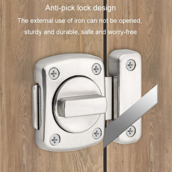 Stainless Steel Rotate Bolt Latch Anti-Theft Security Bathroom Door Lock Spring Latch, Specification: Small Silver - Image 7